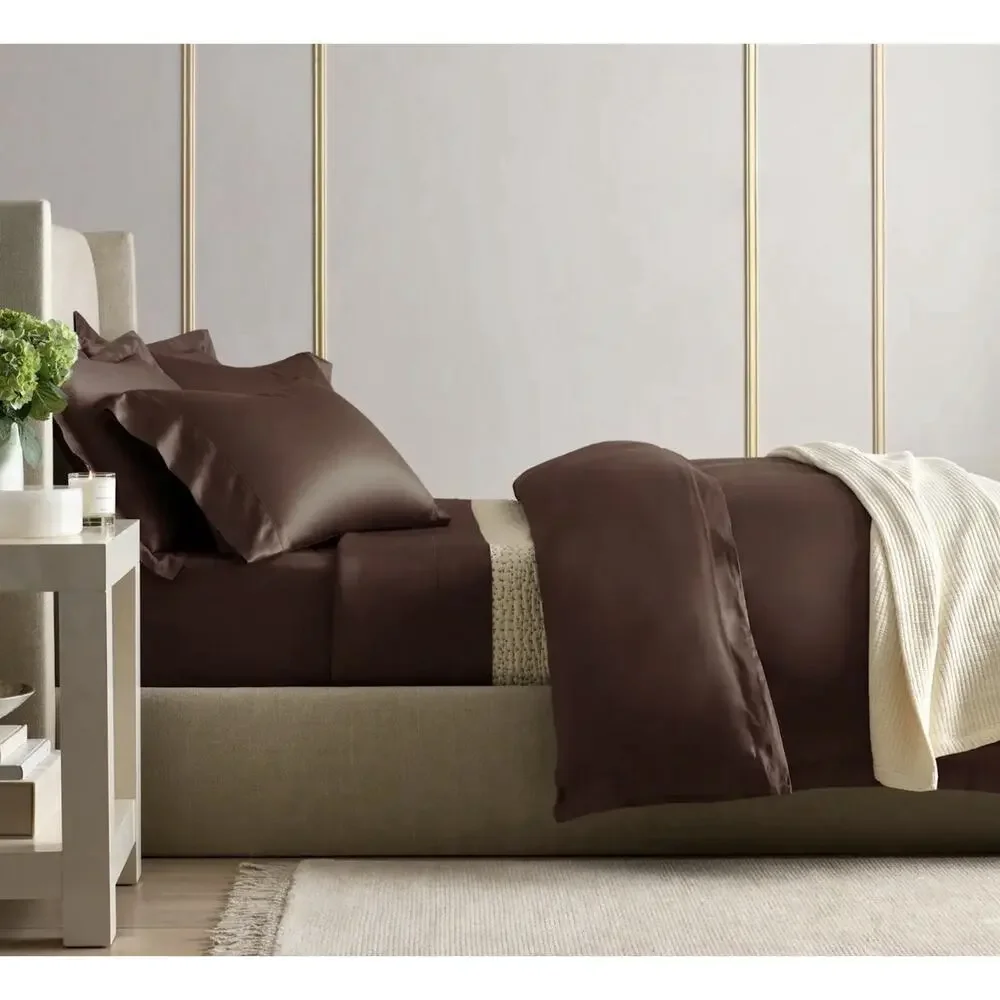 Quince Signature Giza Cotton Sateen Duvet Cover Set Espresso Full/Queen NWOT